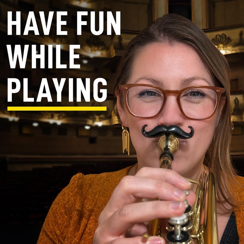 Samorillo [2 Pack] Clip-On Mustache For Trumpets & Trombones - Includes Protective Case - Fits All Small Shank Mouthpieces - Perfect Accessory For Young Musicians - Mouthpiece Not Included - Image 4